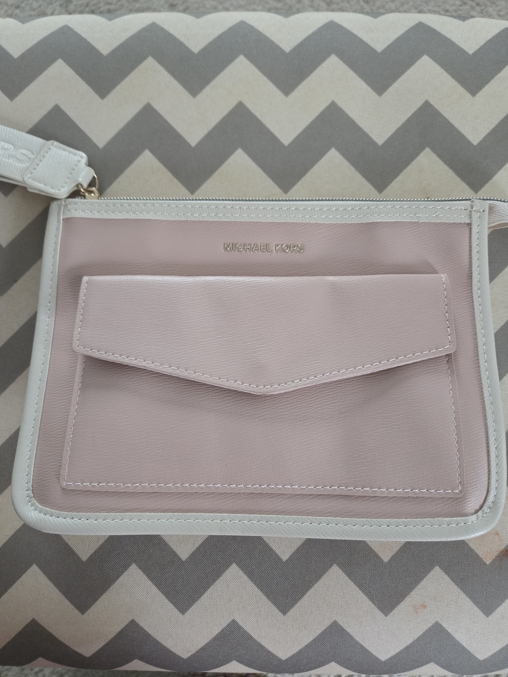 Michael Kors Pink and White Crossbody Wristlet